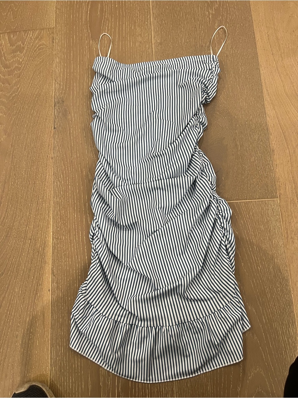 Edikted Blue & White Striped Spaghetti Strap Dress